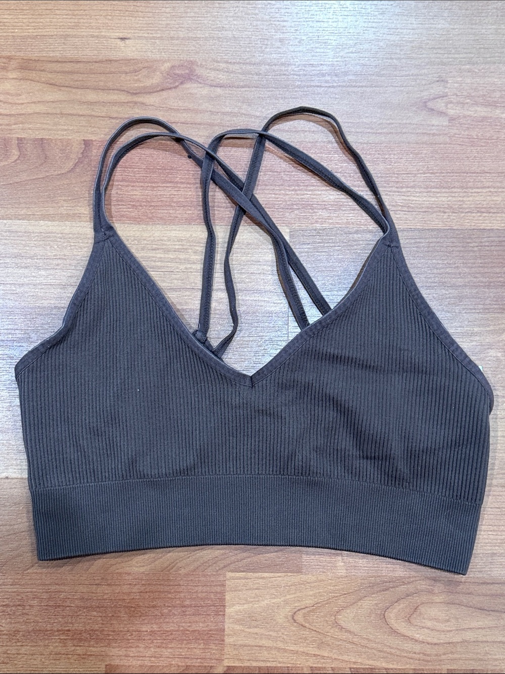 aerie Ribbed Strappy Bralette - Brown/Mauve
